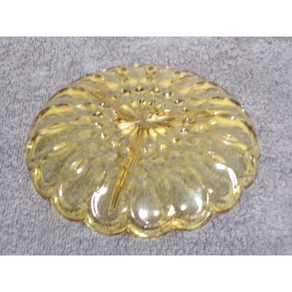 Vintage Indiana Glass‎ Divided Dish Relish Plate Amber Serving Dish
